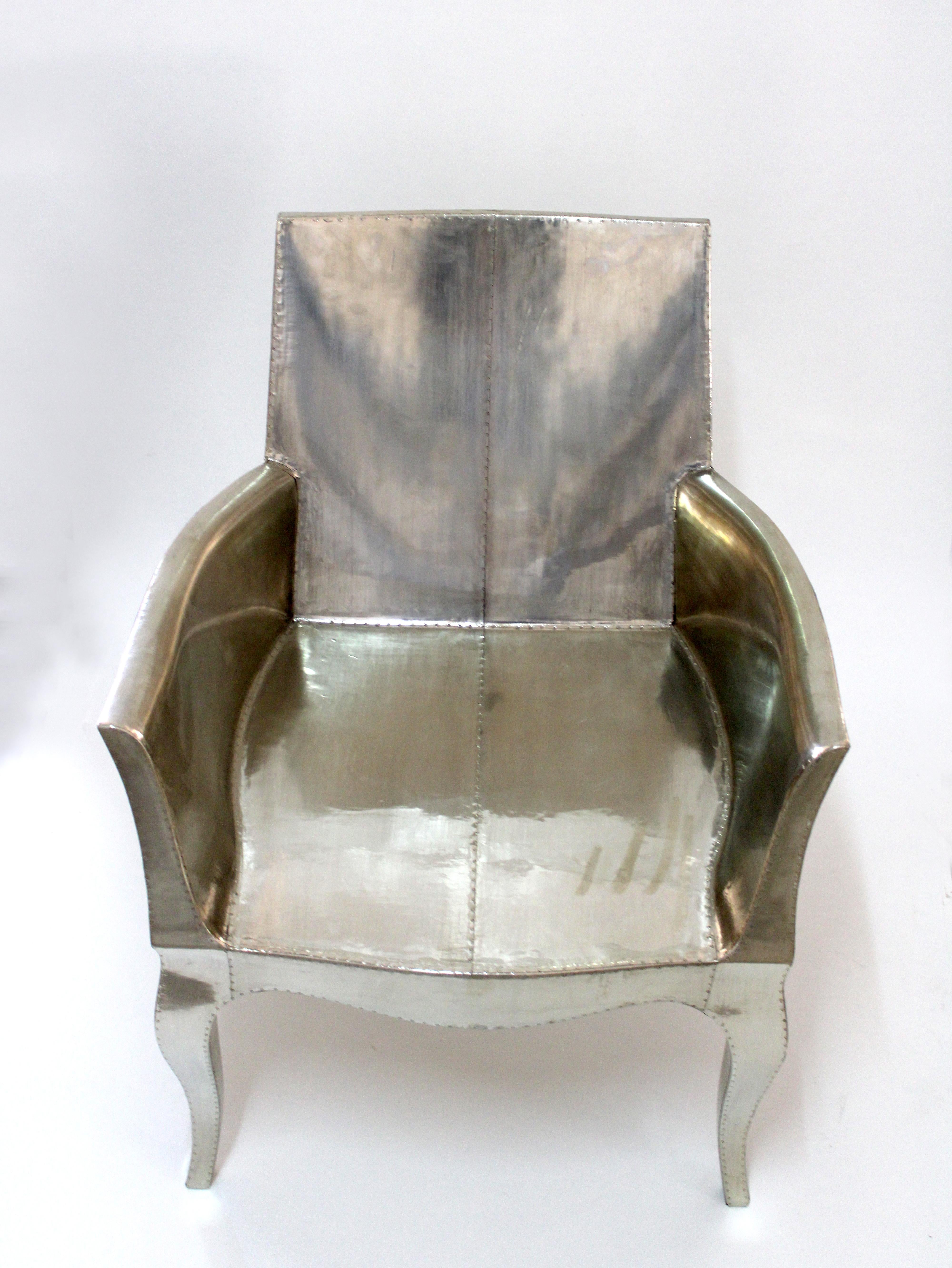 Sheet Metal Art Deco Club Chairs in Smooth White Bronze by Paul Mathieu for S. Odegard For Sale