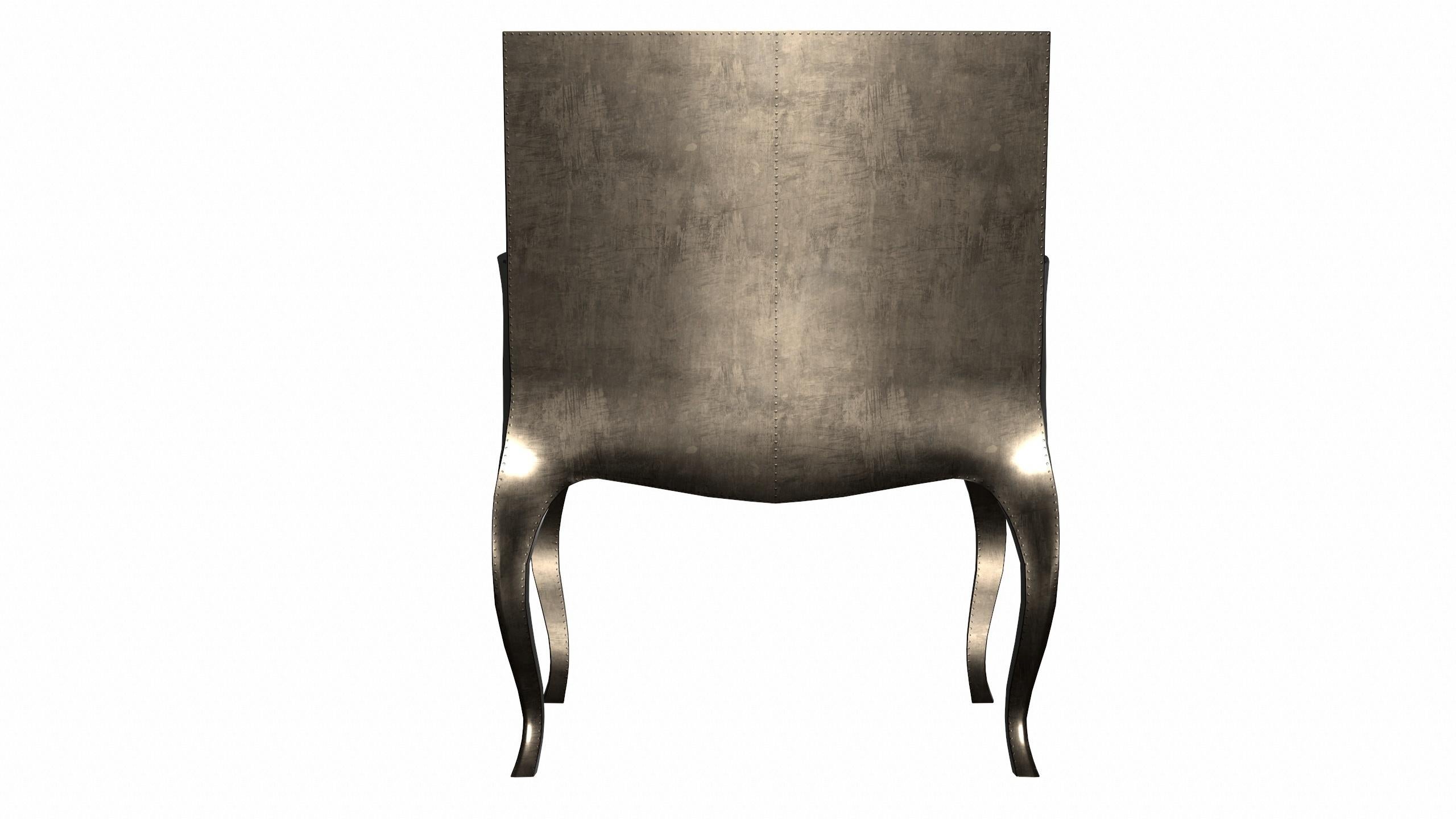 Hammered Art Deco Club Chairs Smooth Antique Bronze by Paul Mathieu for S. Odegard For Sale