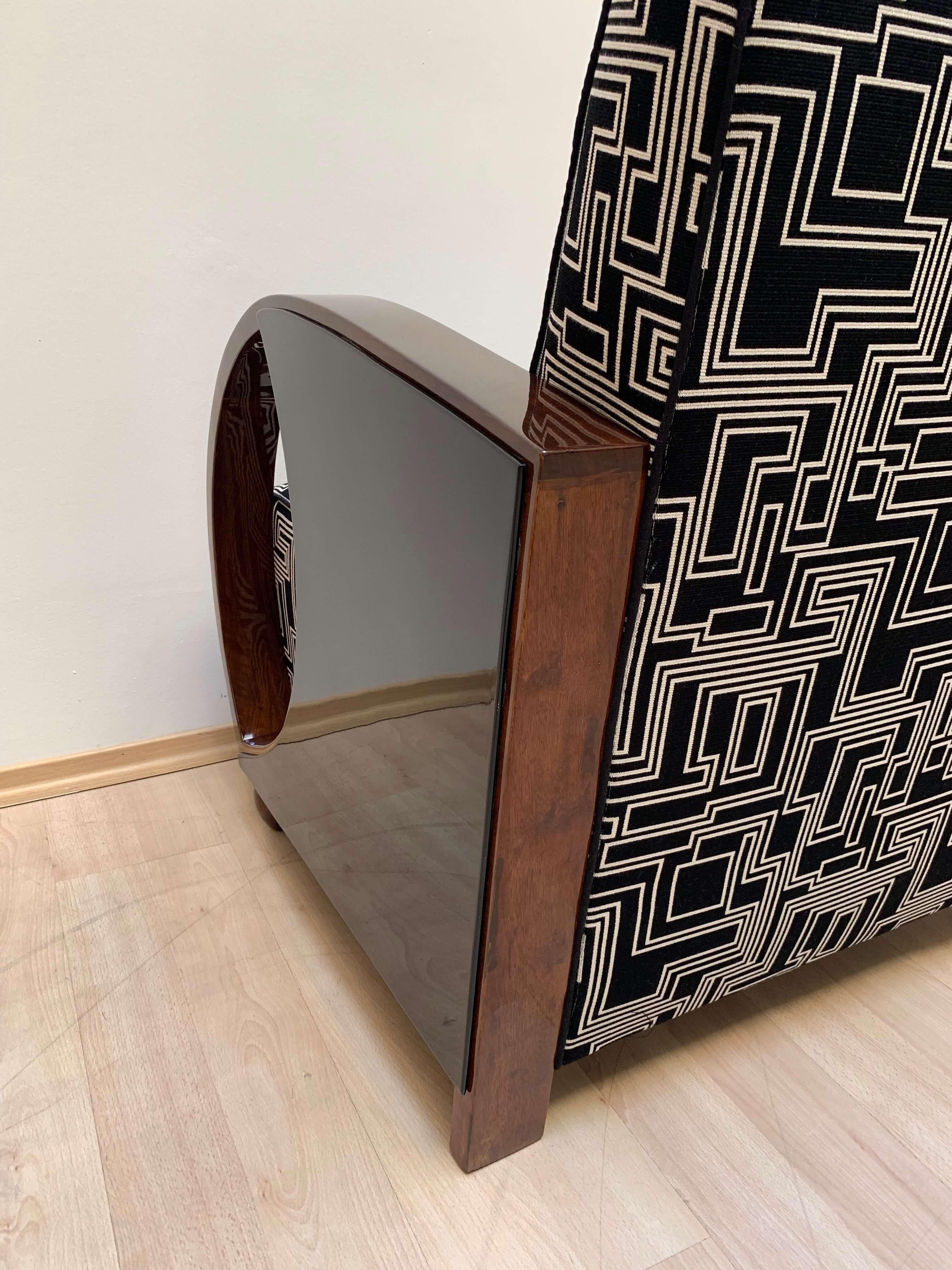 Art Deco Club Chairs, Walnut and Black Lacquer, France, circa 1930 2