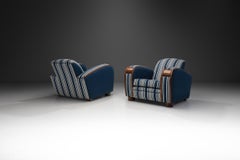 Art Deco Club Chairs with Wooden Frame Details, South Africa circa 1940s