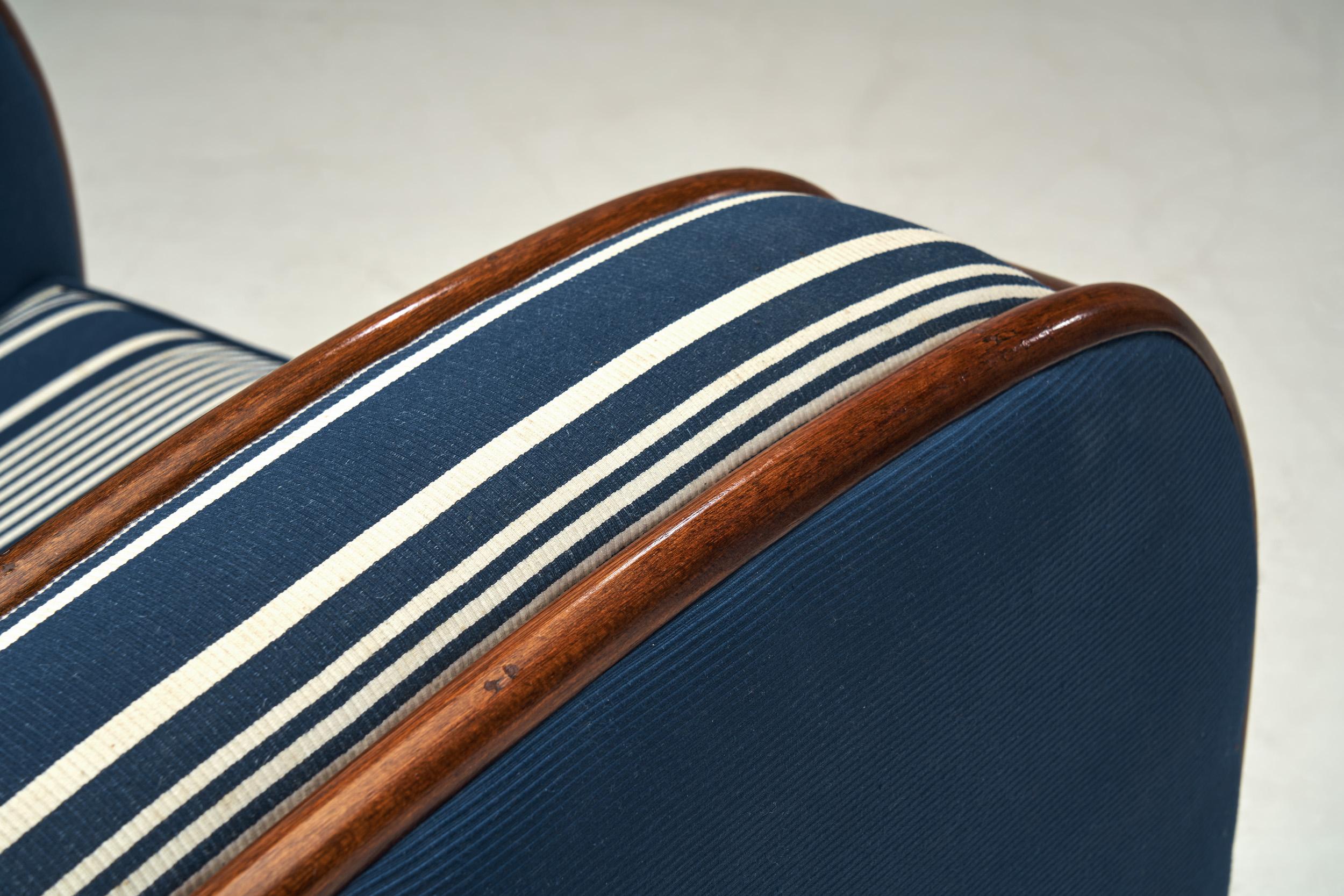 Art Deco Club Chairs with Wooden Frame Details, South Africa circa 1940s For Sale 2