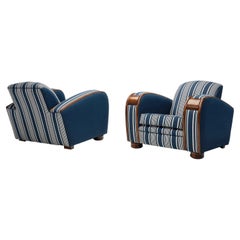 Art Deco Club Chairs with Wooden Frame Details, South Africa circa 1940s