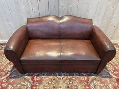 Art Deco Club Leather Sofa Bed
