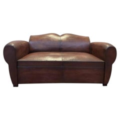 Art Deco Club Leather Sofa Bed