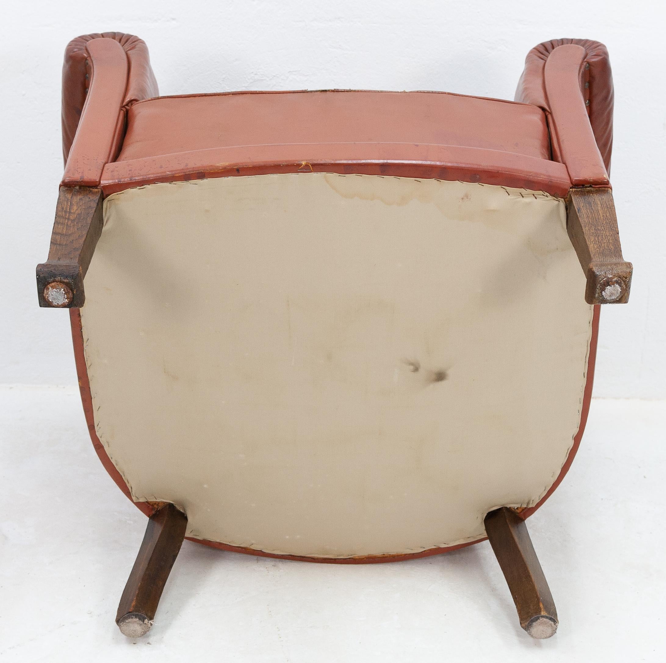 Leather Art Deco Club Lounge Chair