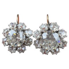 ART-DECO Cluster Earrings in 18K Platinum With 12.60 CTW Rose-Cut Diamonds