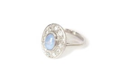 Art Deco cluster opal ring in platinum