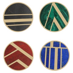Sottobicchieri Art Deco - Set di 4 in ottone con pietra semipreziosa