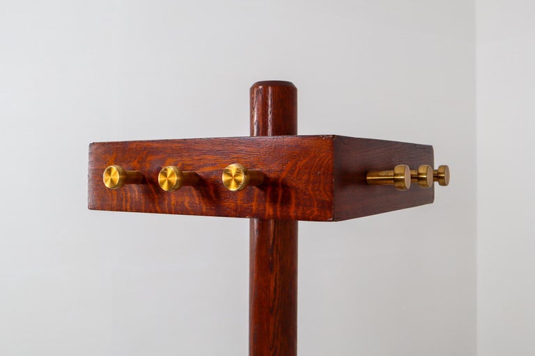 Art Deco Coat Hangers in Oak and Brass, Germany, 1930 For Sale at 1stDibs