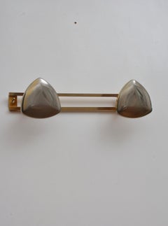 Art Deco Coat Hooks in Gold and Silver Metal, Shield Shape, c1940
