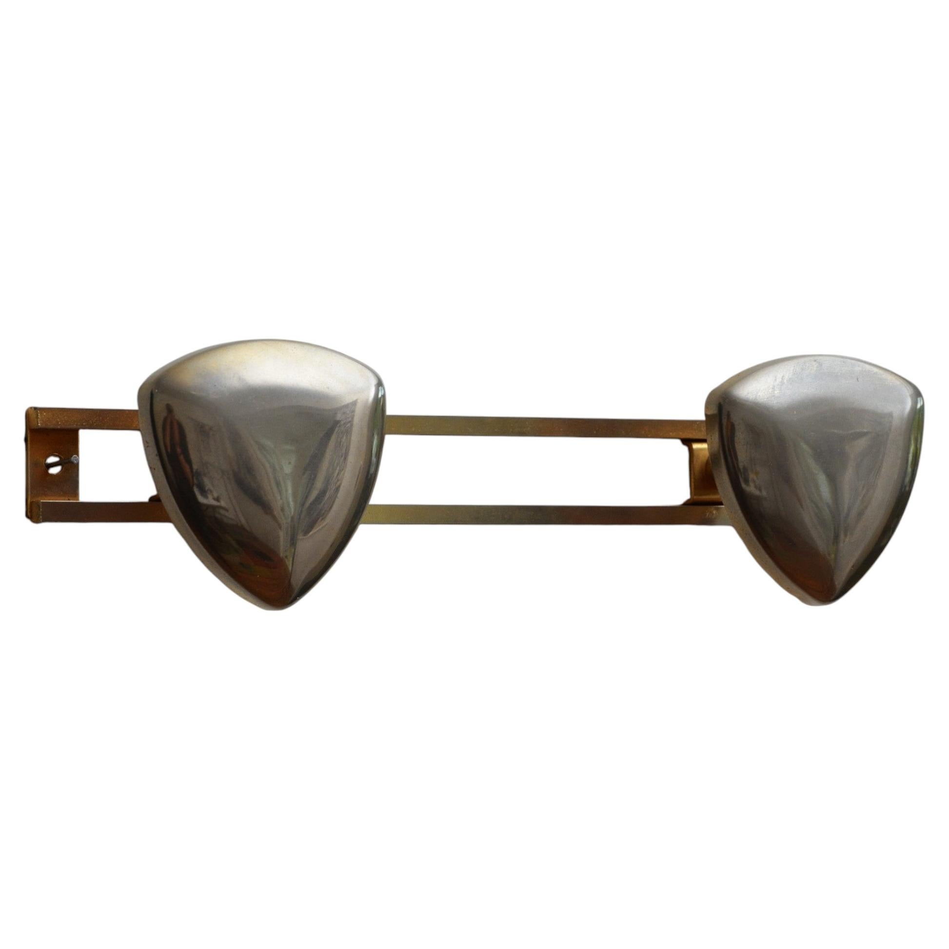 Art Deco Coat Hooks in Gold and Silver Metal, Shield Shape, c1940 For Sale