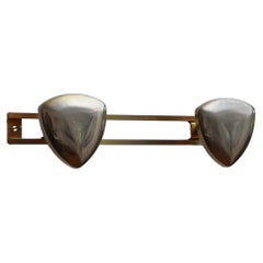 Art Deco Coat Hooks in Gold and Silver Metal, Shield Shape, c1940