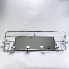 Art Deco Coat Rack Aluminium with Mirror, 1930s