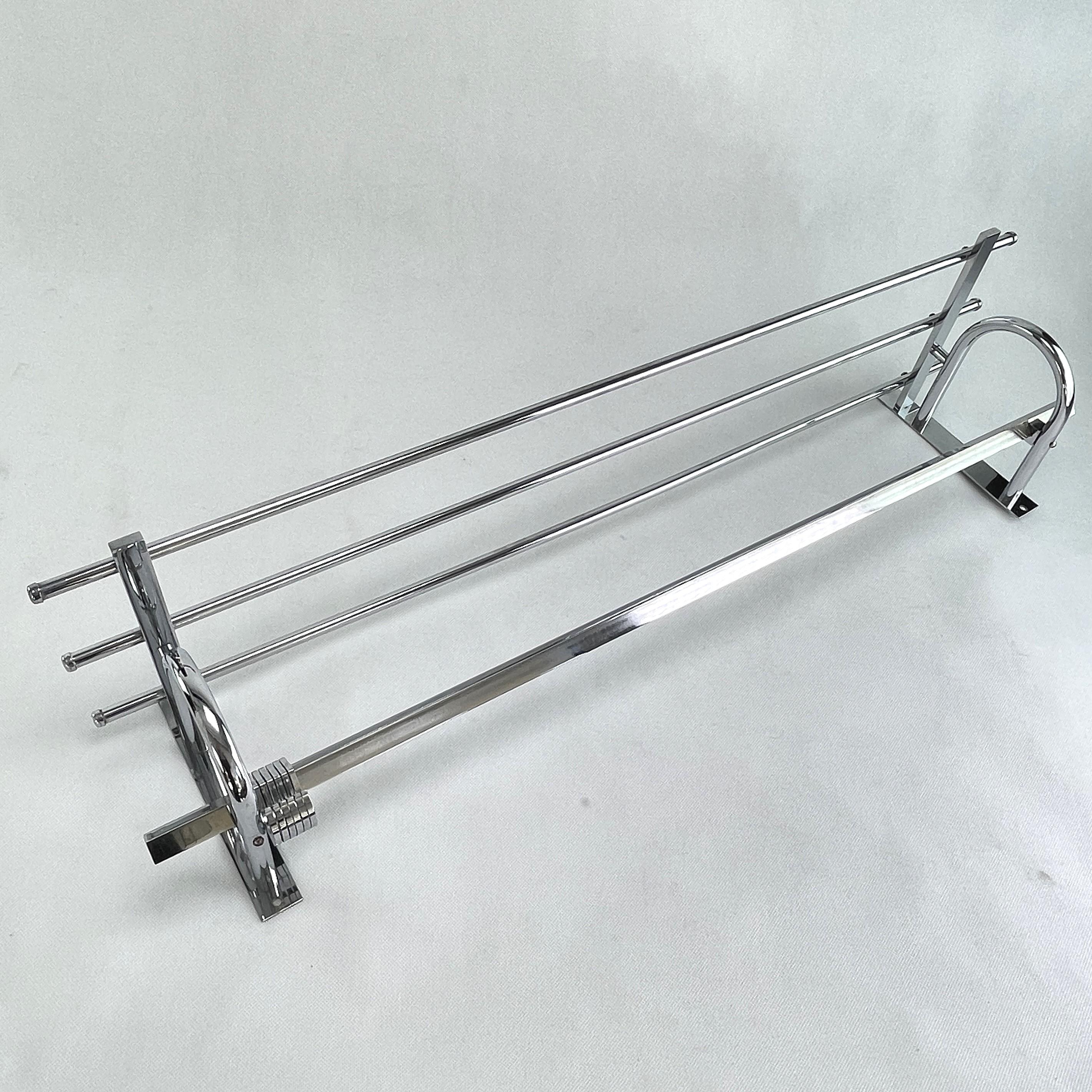 Metal Art Deco Coat Rack Chrome, 1930s