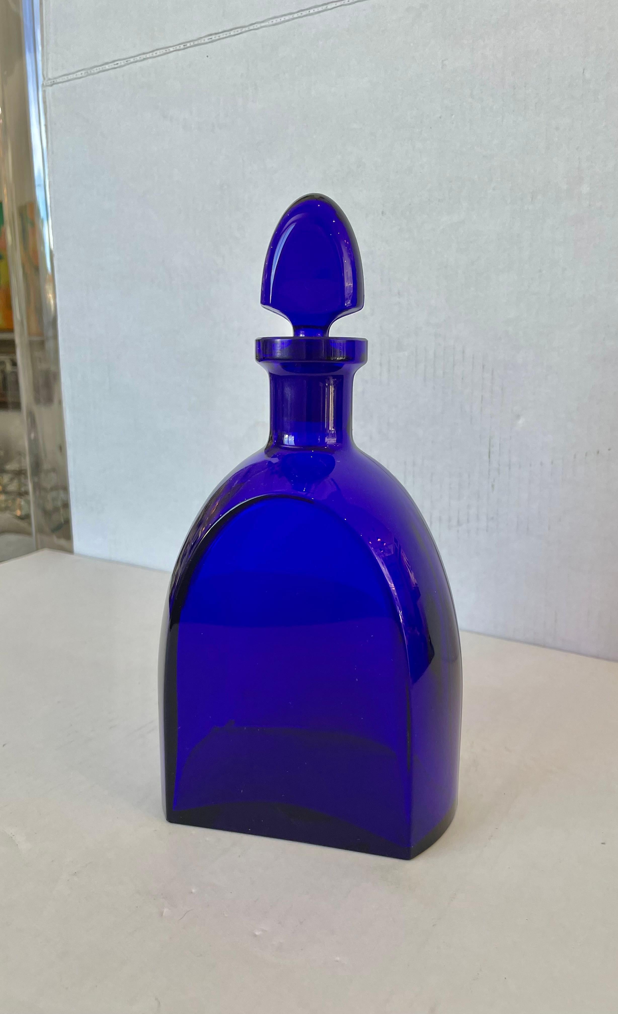 Unknown Art Deco Cobalt Blue Decanter For Sale