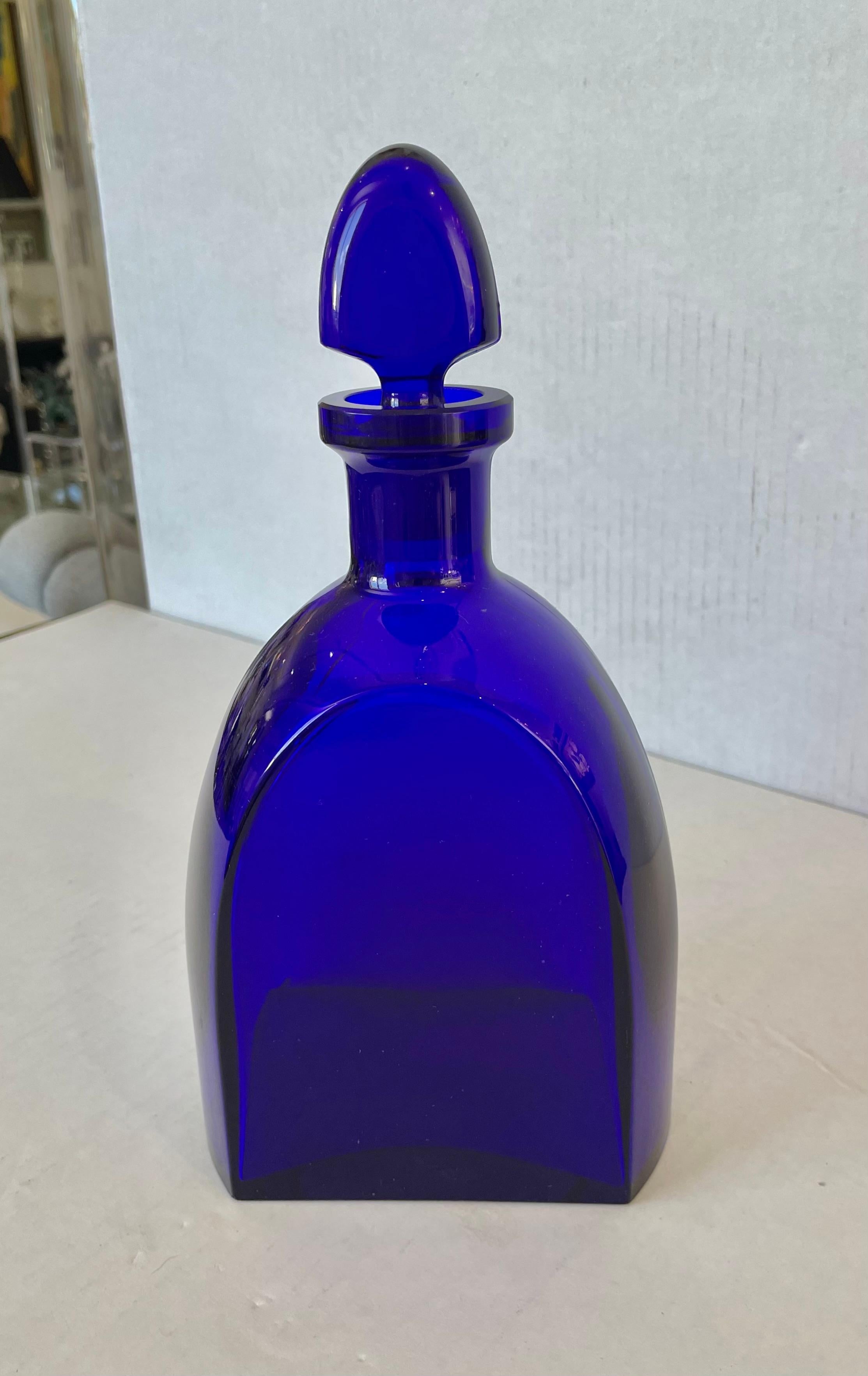 20th Century Art Deco Cobalt Blue Decanter For Sale