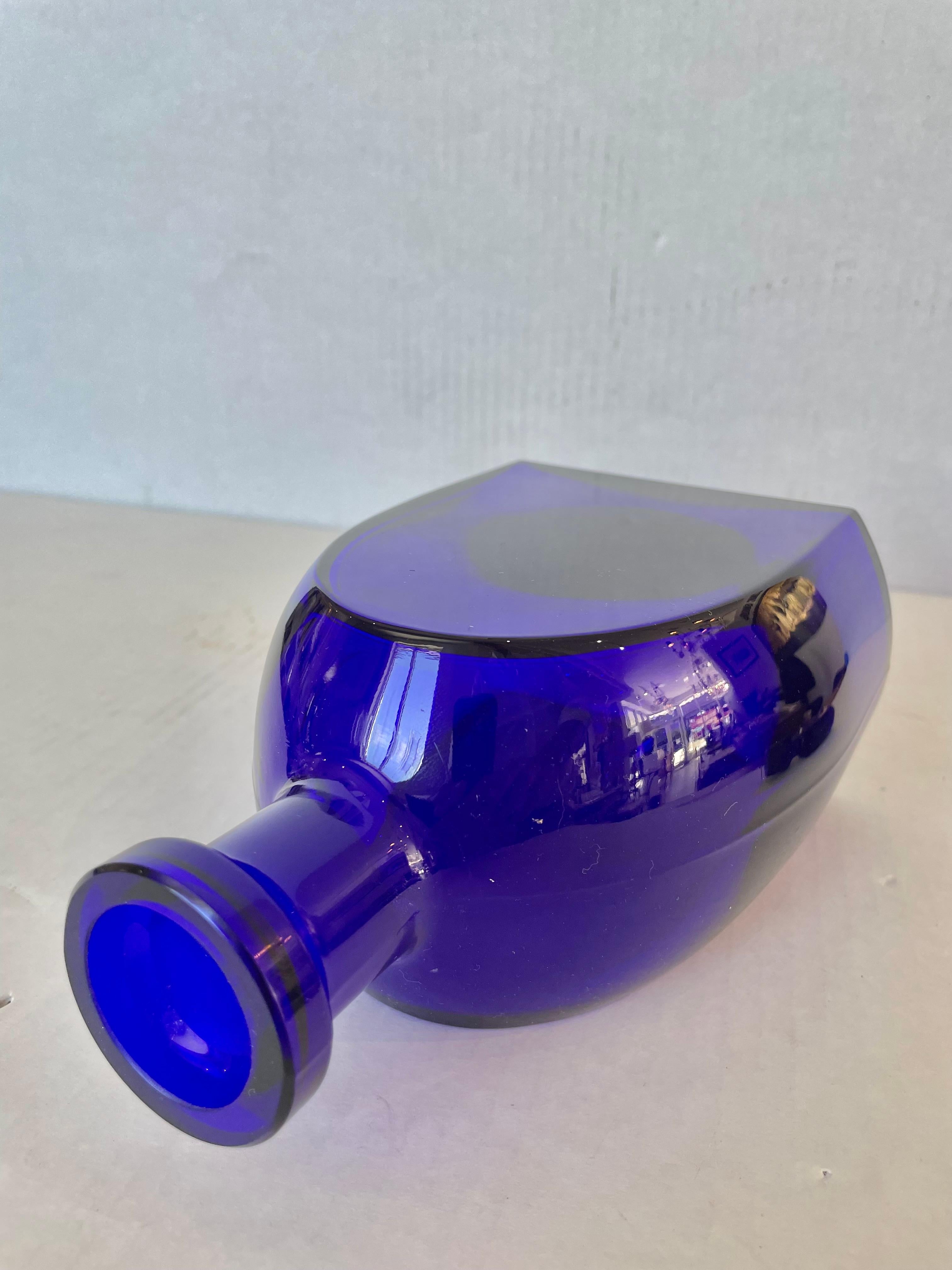 Glass Art Deco Cobalt Blue Decanter For Sale