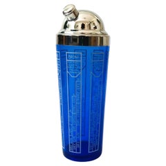 Art Deco Cobalt Blue Glass Cocktail Shaker with Recipes