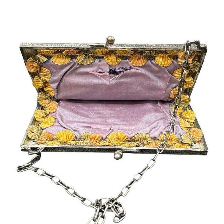 Early 20th Century Art Deco Cobalt Blue Glass Seed Beaded Evening Handbag for Wrist w/ Silver Clasp