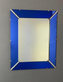 Art Deco British Cobalt Blue Glass Trimmed Rectangular Mirror
