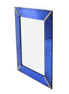Art Deco Cobalt Blue Mirror 31.25" x 25.25" circa 1930s Yves Klein Blue