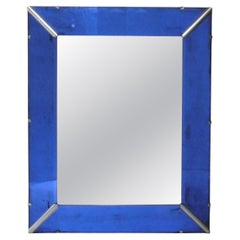Art Deco Cobalt Blue Mirror 31.25" x 25.25" circa 1930s Yves Klein Blue Art Deco Cobalt Blue Mirror 31.25" x 25.25" circa 1930s Yves Klein Blue
