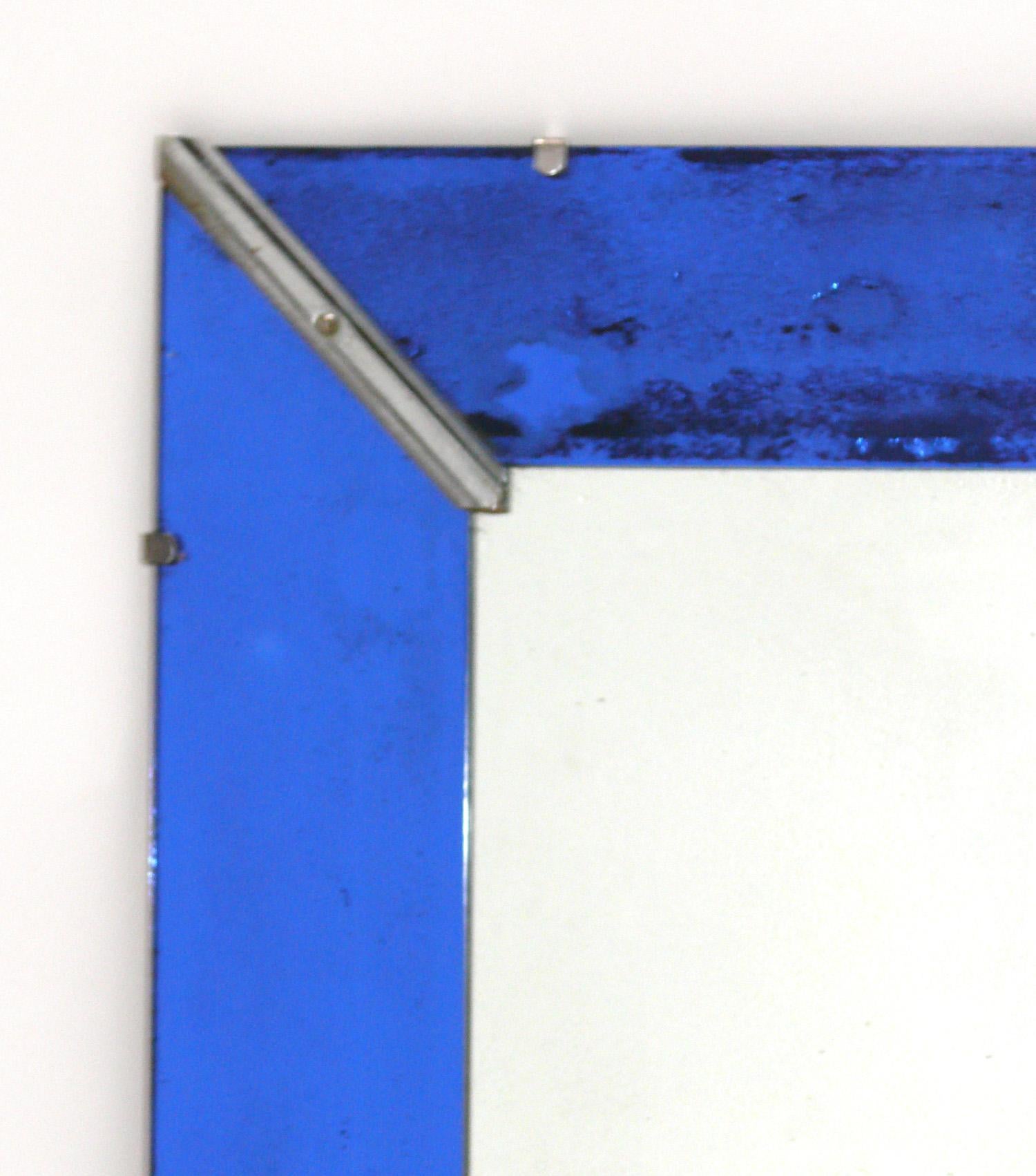 Plated Art Deco Cobalt Blue Mirror