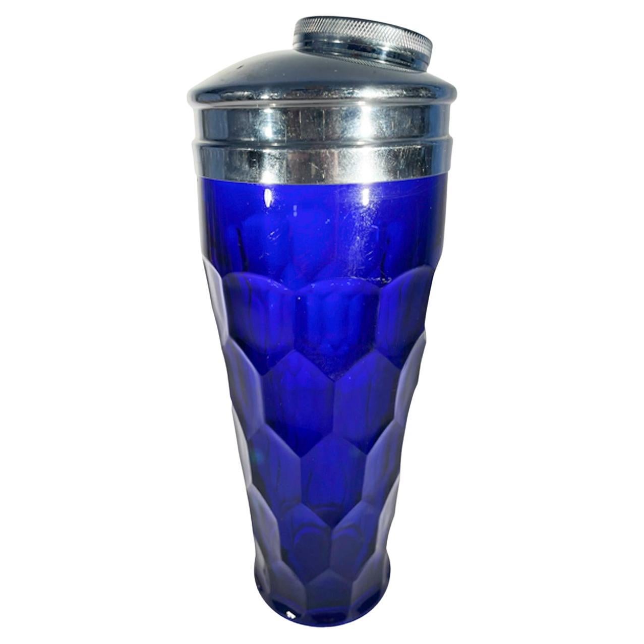 Art Deco Cobalt Blue Shaker by Paden City Glass in the "Georgian" Pattern