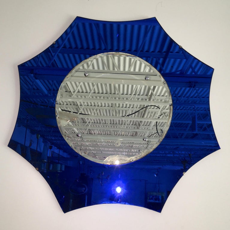Art Deco Cobalt Blue Wall Mirror For Sale at 1stDibs