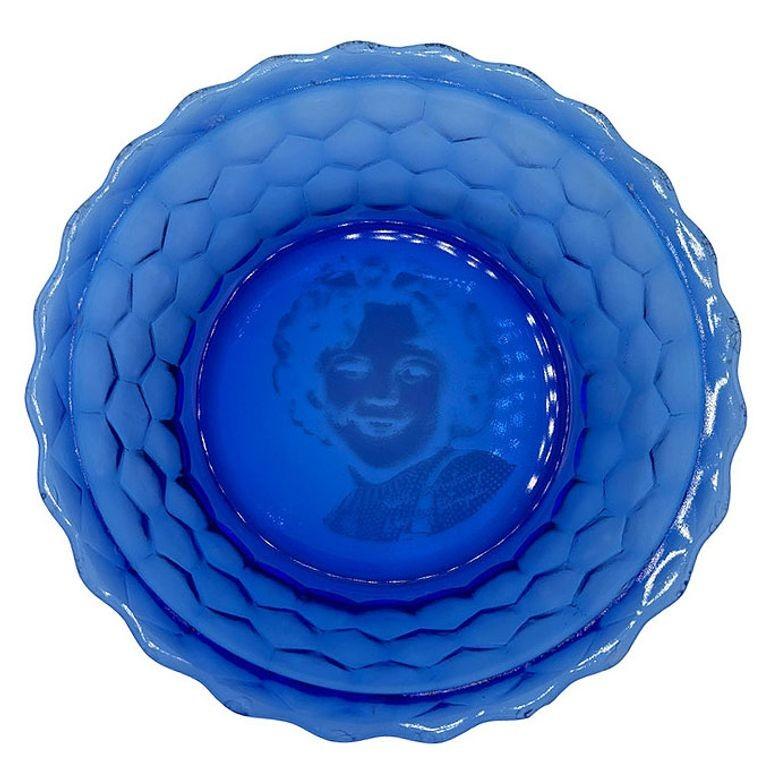 Coppia di ciotole deco in vetro blu cobalto Shirley Temple di Hazel-Atlas in vendita 1