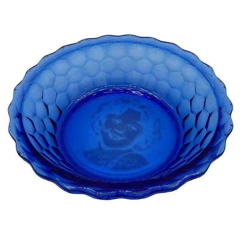 Coppia di ciotole deco in vetro blu cobalto Shirley Temple di Hazel-Atlas in vendita 2