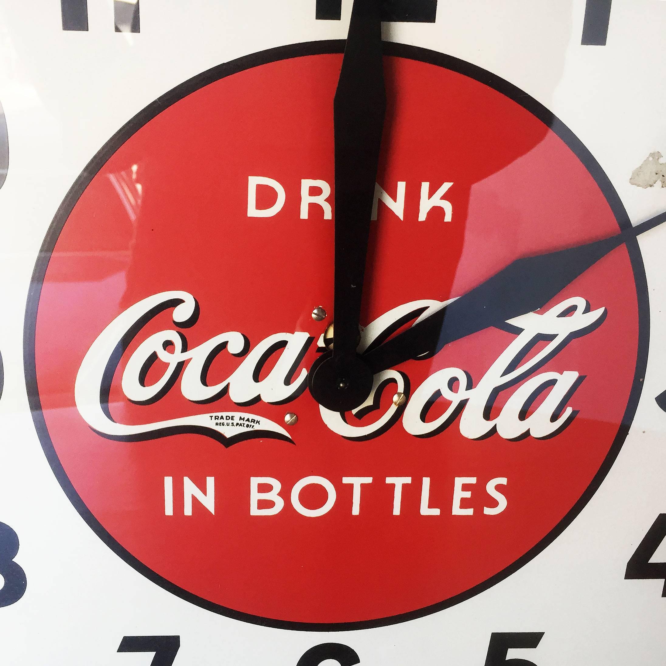 Art Deco Coca-Cola Wood Frame Wall Clock by Selected Devices In Good Condition In Van Nuys, CA