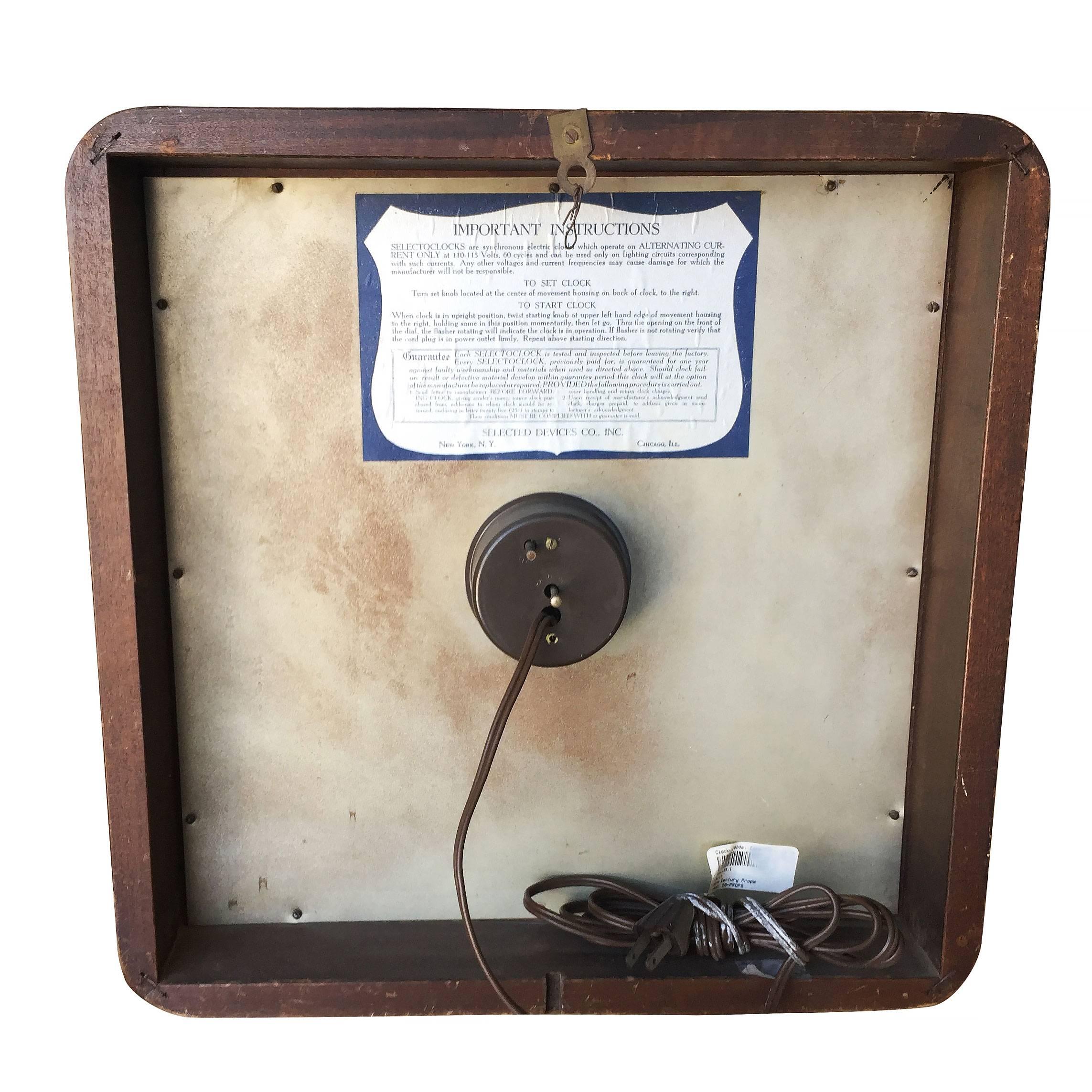 Art Deco Coca-Cola Wood Frame Wall Clock by Selected Devices In Good Condition In Van Nuys, CA