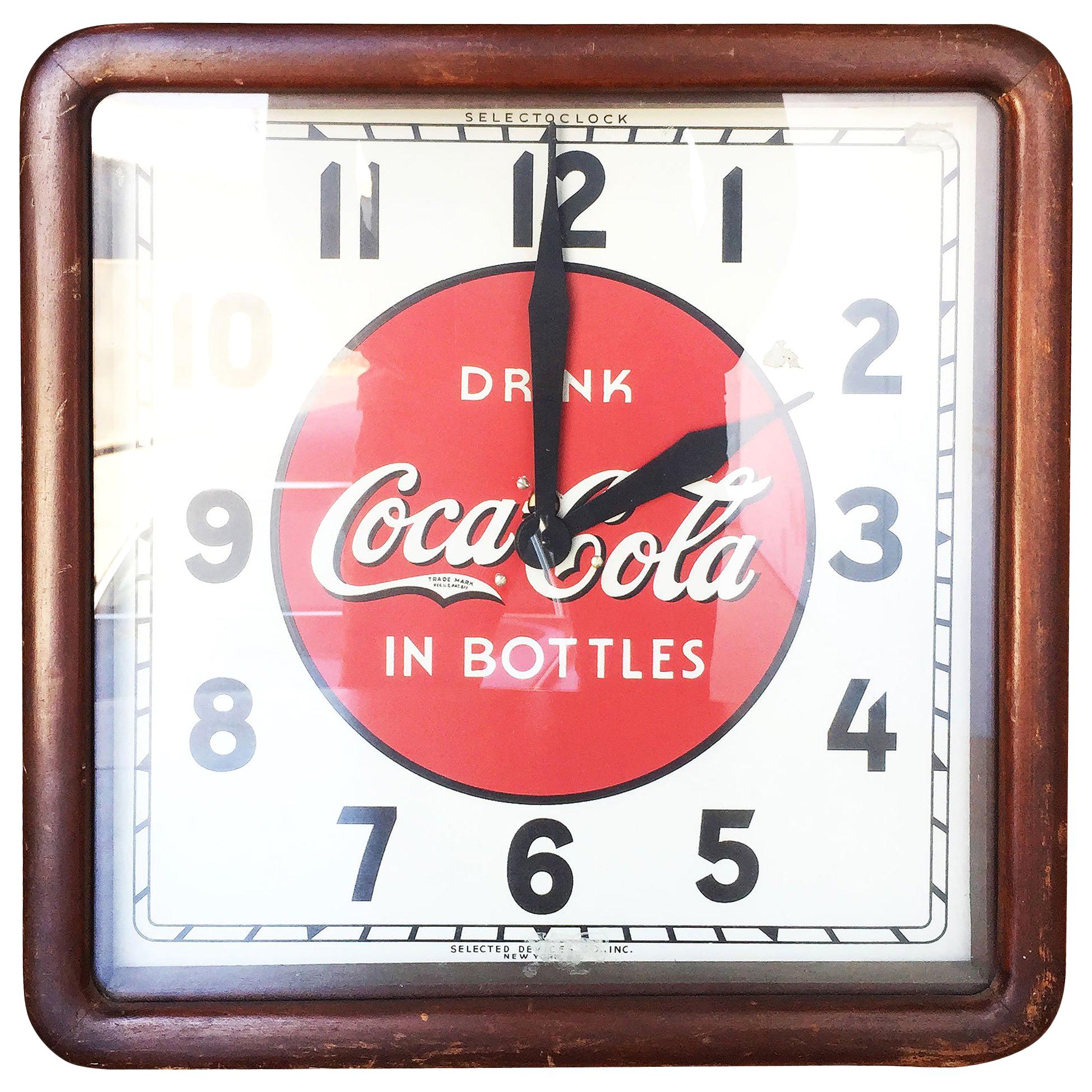 Art Deco Coca-Cola Wood Frame Wall Clock by Selected Devices