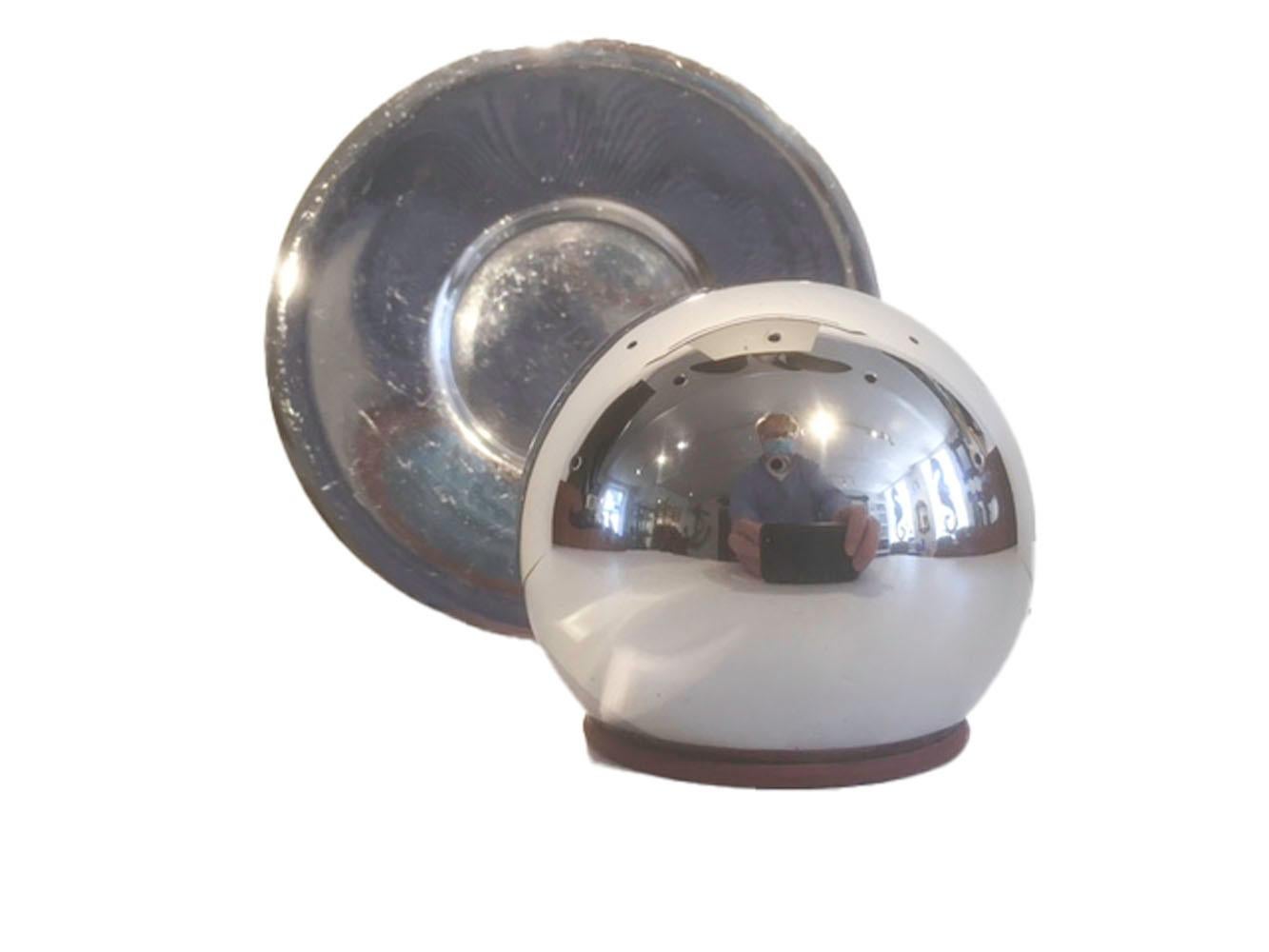 American Art Deco Cocktail Ball and Tray Designed by Russel Wright for Chase For Sale