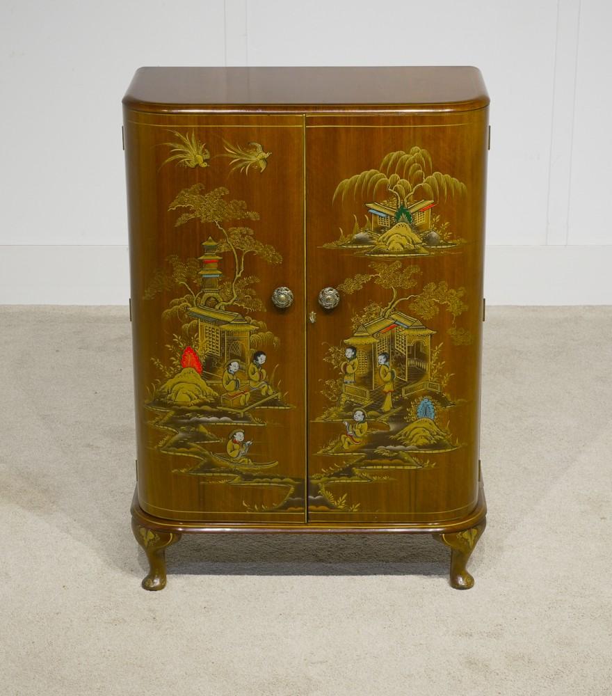 Art Deco Cocktail Bar Cabinet Chinoiserie Circa 1930 Harrods In Good Condition In Potters Bar, GB