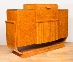 Art Deco Cocktail Bar Sideboard in Bird's-Eye Maple by Harry and Lou Epstein