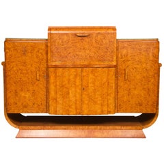 Art Deco Cocktail Bar Sideboard in Bird's-Eye Maple by Harry and Lou Epstein