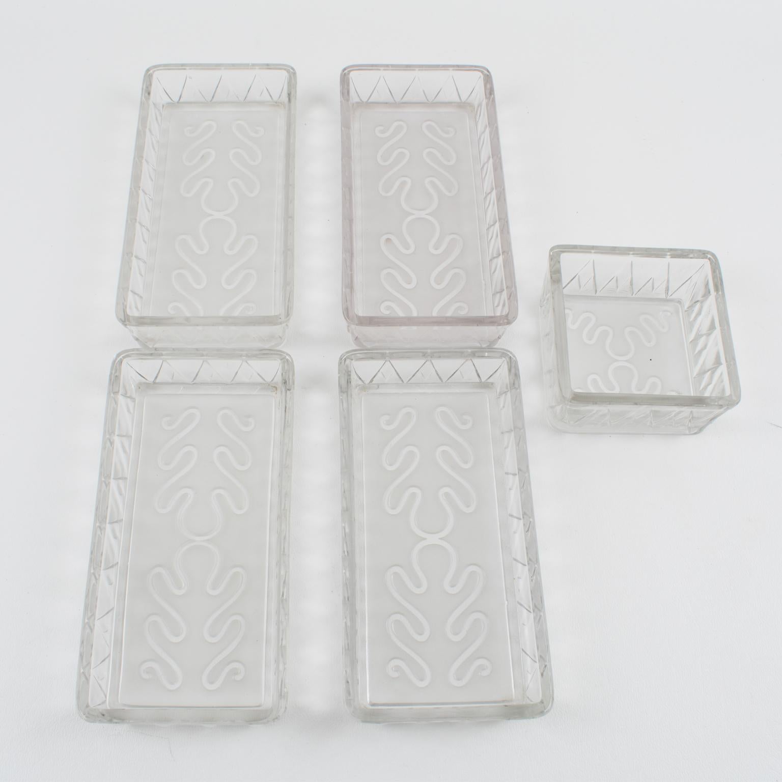 Bandeja y platos de bar de cóctel en metal, madera de macasar y cristal, hacia 1930 en venta 5