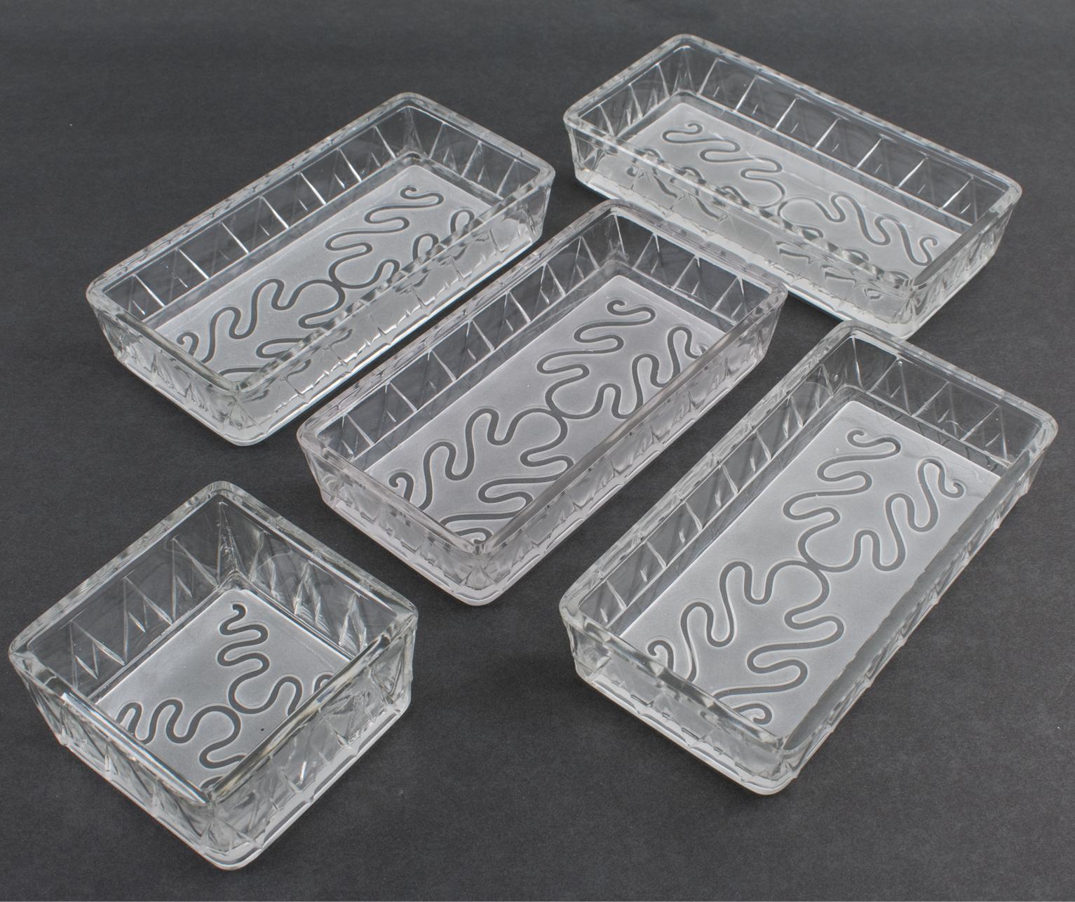 Bandeja y platos de bar de cóctel en metal, madera de macasar y cristal, hacia 1930 en venta 9