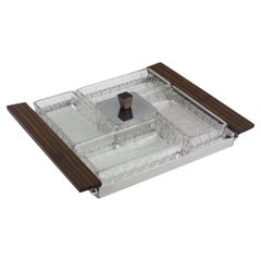 Bandeja y platos de bar de cóctel en metal, madera de macasar y cristal, hacia 1930