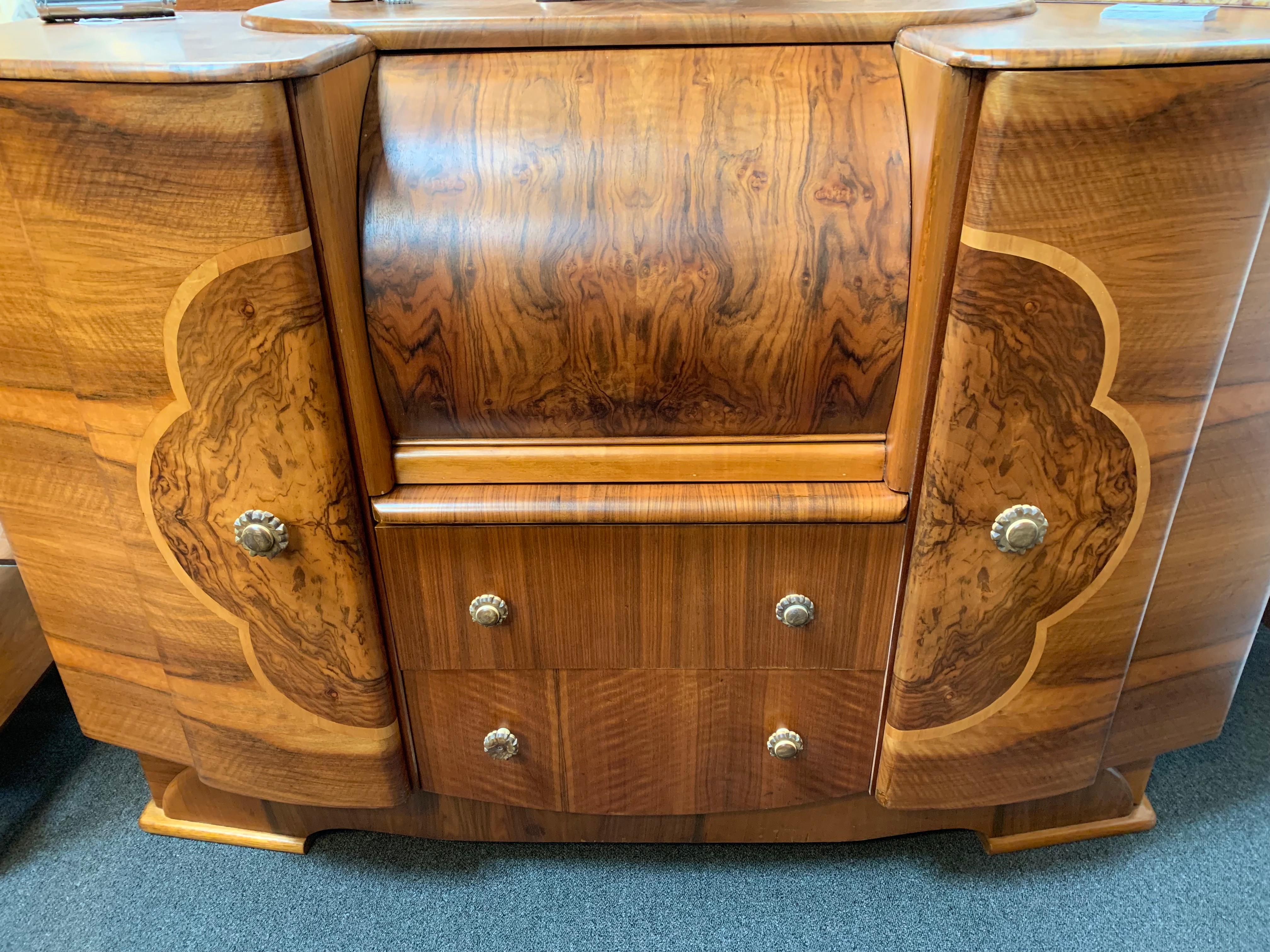 English Art Deco Cocktail Cabinet and Sideboard For Sale