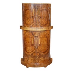 Art Deco Cocktail Cabinet Burr and Figured Walnut English, Circa 1935