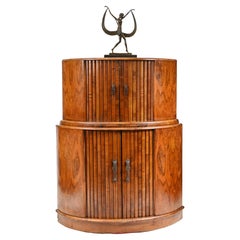 Antique Art Deco Cocktail Cabinet Burr Walnut Period 1930s