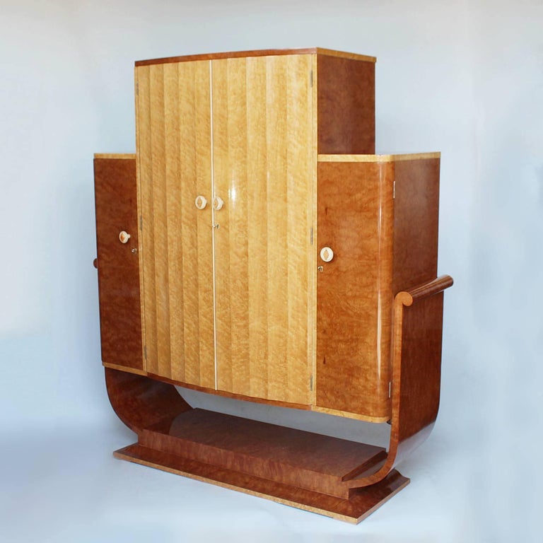 Art Deco Cocktail Cabinet by Harry and Lou Epstein Burr Walnut and ...