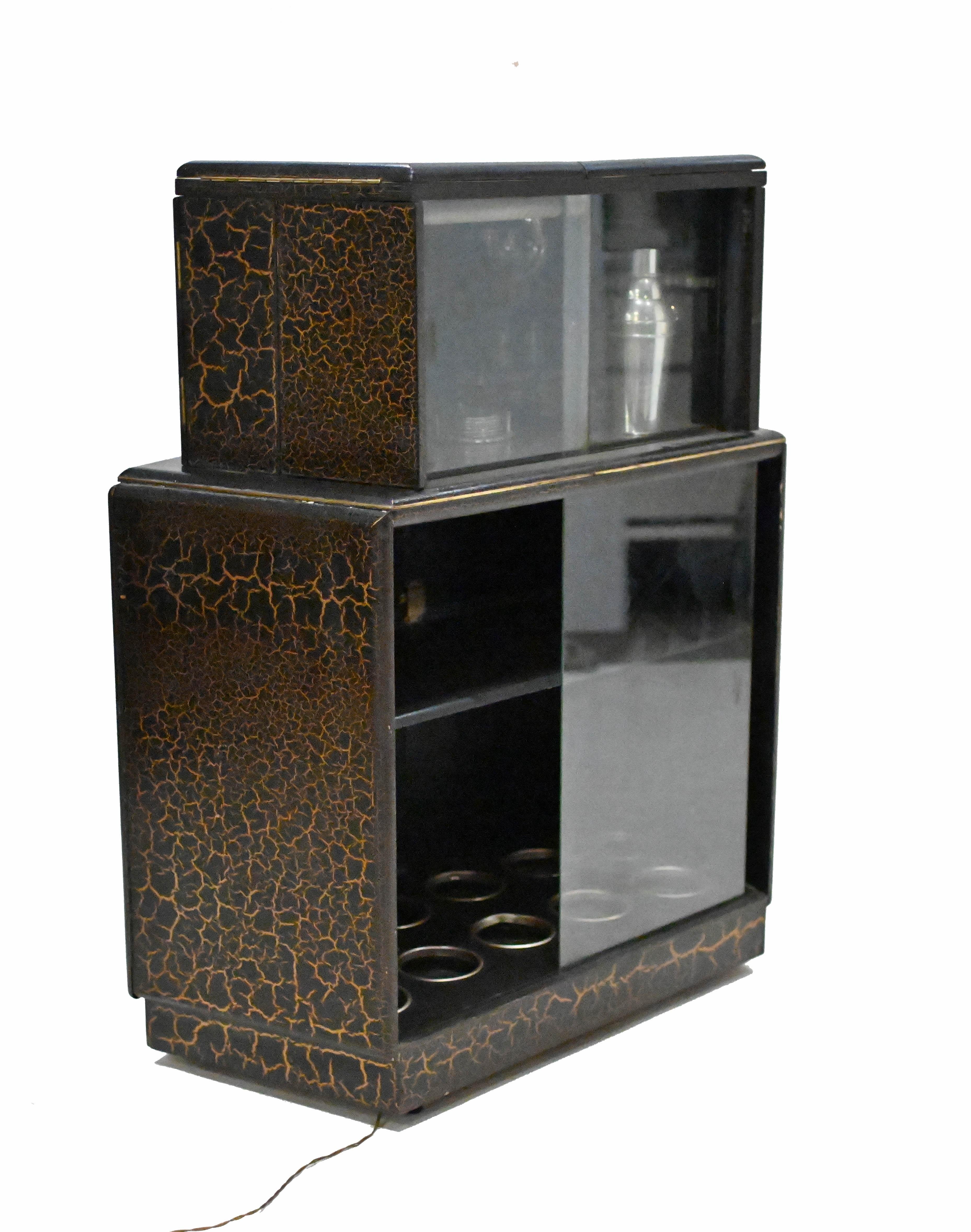 Art Deco Cocktail Cabinet Chinoiserie Craquelure Drinks Chest 8