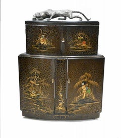 Art Deco Cocktail Cabinet Chinoiserie Craquelure Drinks Chest