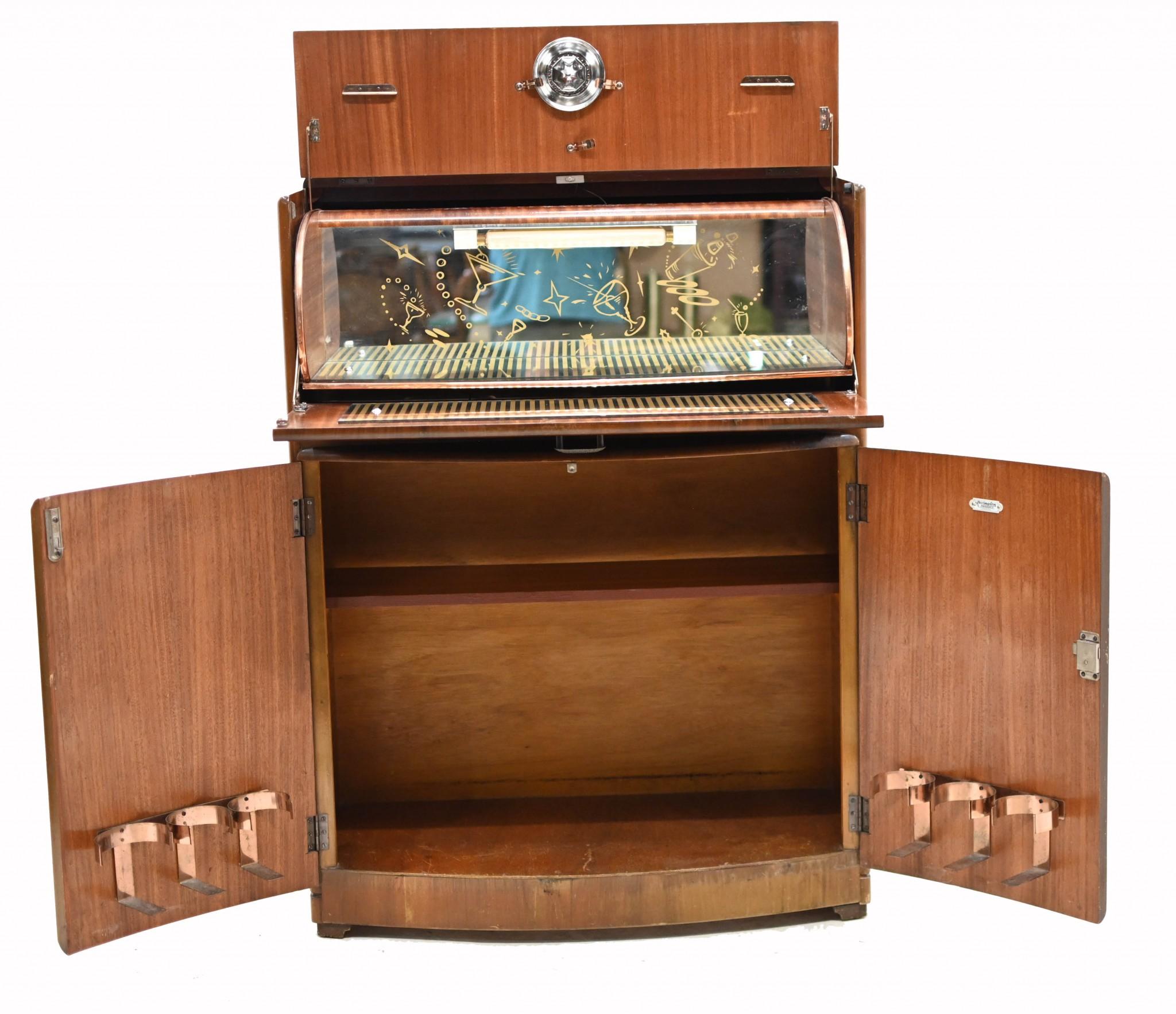Art Deco Cocktail Cabinet Chinoiserie Drinks Chest Period 1930s 5