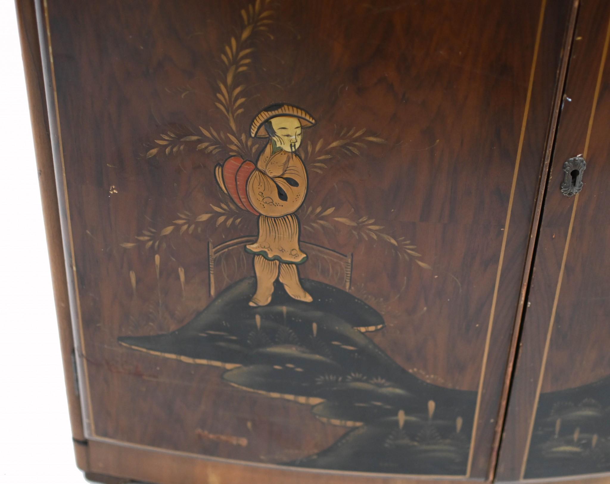 Art Deco Cocktail Cabinet Chinoiserie Drinks Chest Period 1930s 6