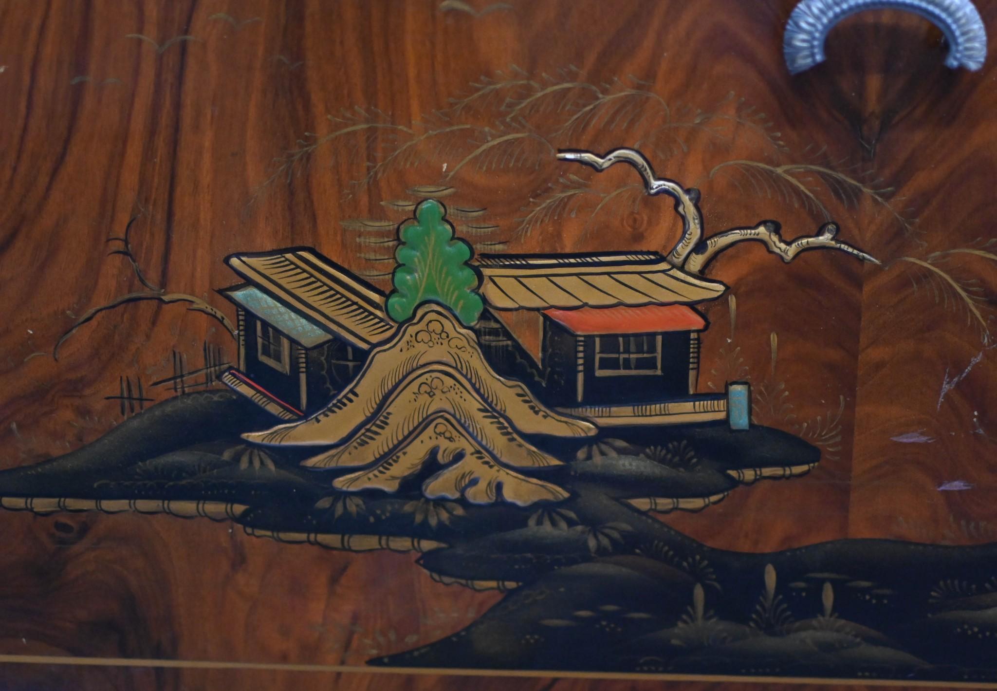 Art Deco Cocktail Cabinet Chinoiserie Drinks Chest Period 1930s 9